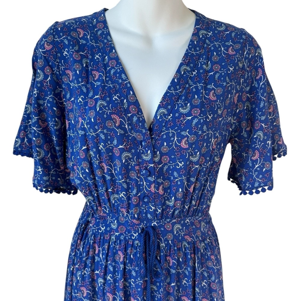 Floral Prairie Maxi Dress Women Size S Boho Tiered V-Neck Cottagecore Romantic